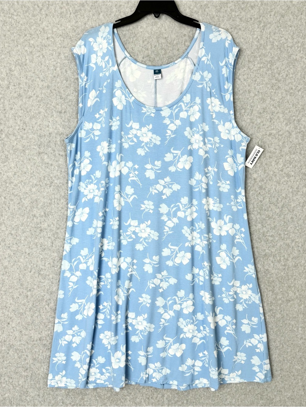 Old Navy Dress Womens XXL Tall Blue White Floral Sleeveless Stretch Casual NWT